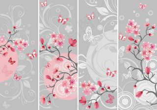 淡雅日式樱花背景矢量素材