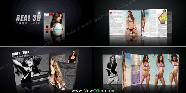 3D效果的时尚杂志翻页动画演示