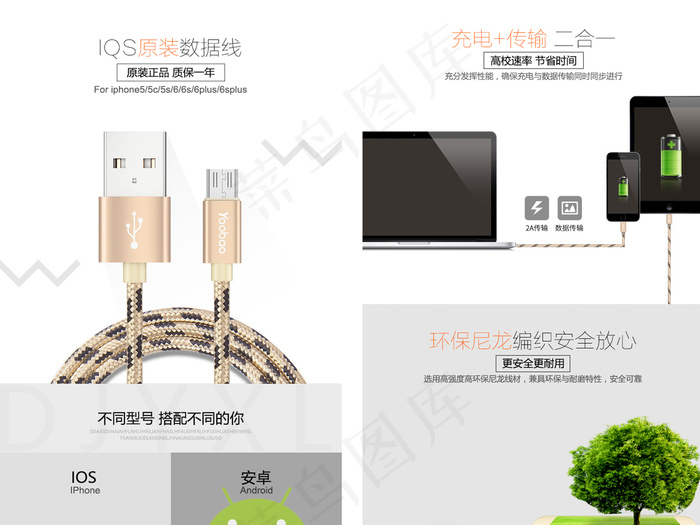 2017白色简洁数据线详情模板psd模版下载