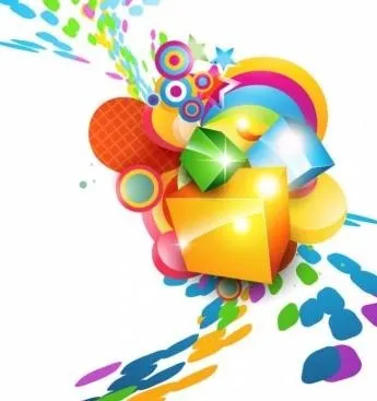 彩色的立方体矢量背景eps,ai矢量模版下载