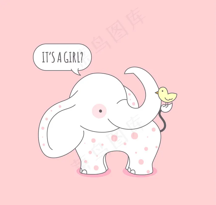 卡通大象迎婴卡片ai矢量模版下载