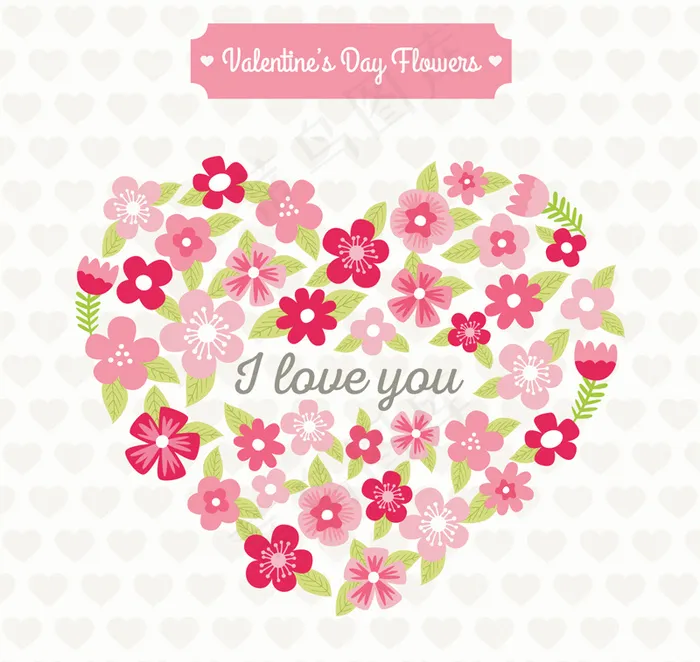 情人节花卉组合爱心矢量图ai矢量模版下载