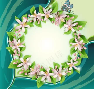 绿色自然绿叶红花图片