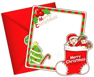 红色的圣诞卡信封矢量