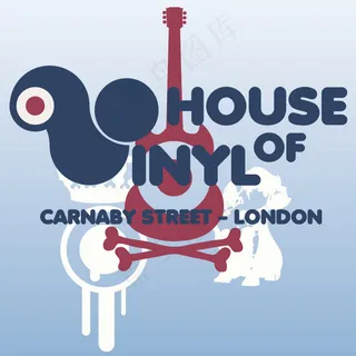 印花矢量图 靓仔装 图文结合 吉他...