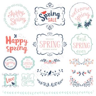 LOGO字样唯美花卉花环手绘花朵矢...