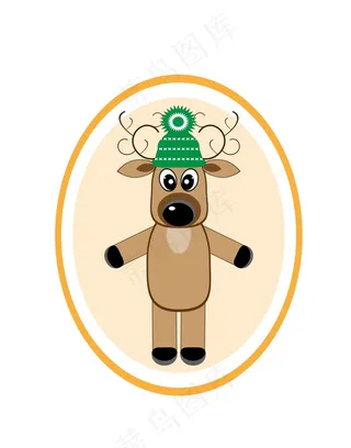 卡通动物圣诞节元素鹿装饰画