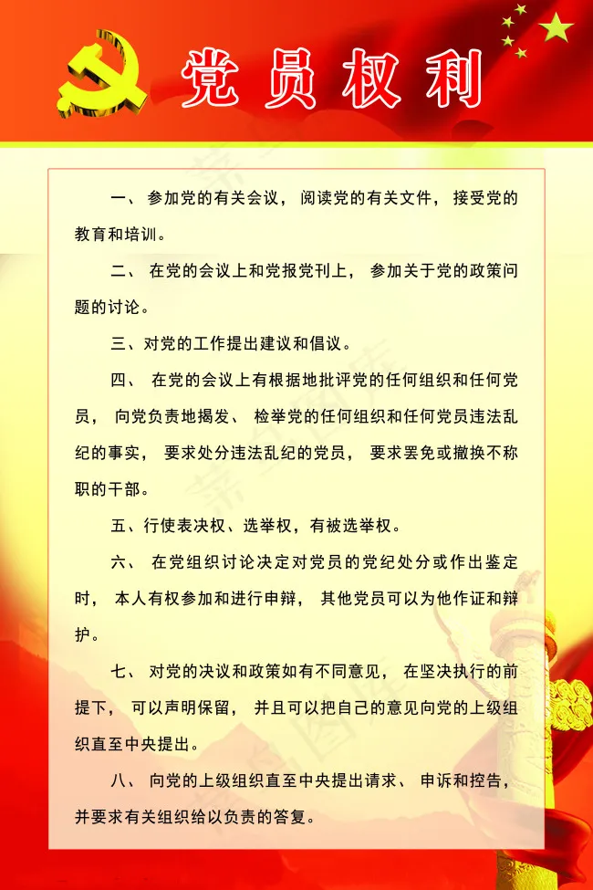 党员权利 党员义务制度牌(3543X5315(DPI:150))psd模版下载