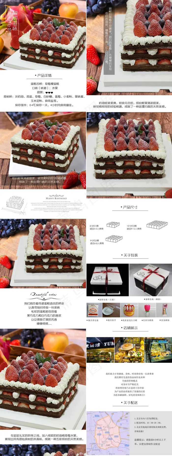 草莓蛋糕生日蛋糕淘宝详情页模板(750X7704(DPI:72))psd模版下载