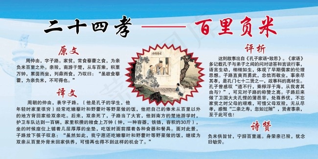 二十四孝图之百里负米psd模版下载