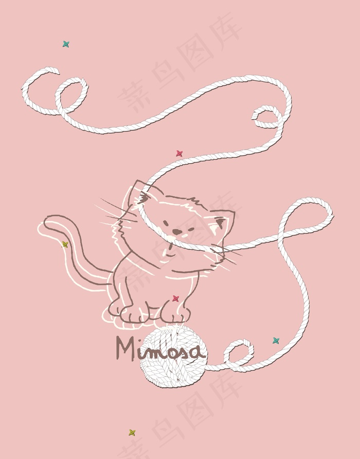 卡通图案卡通动物猫咪毛线球