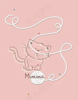 卡通图案卡通动物猫咪毛线球