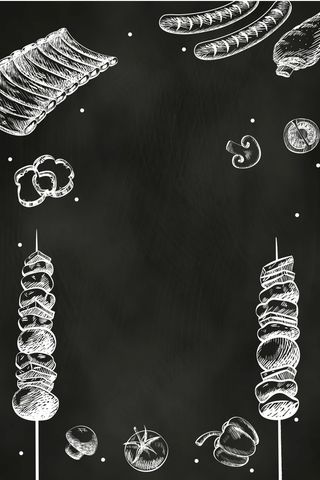 矢量手绘线稿烧烤BBQ背景