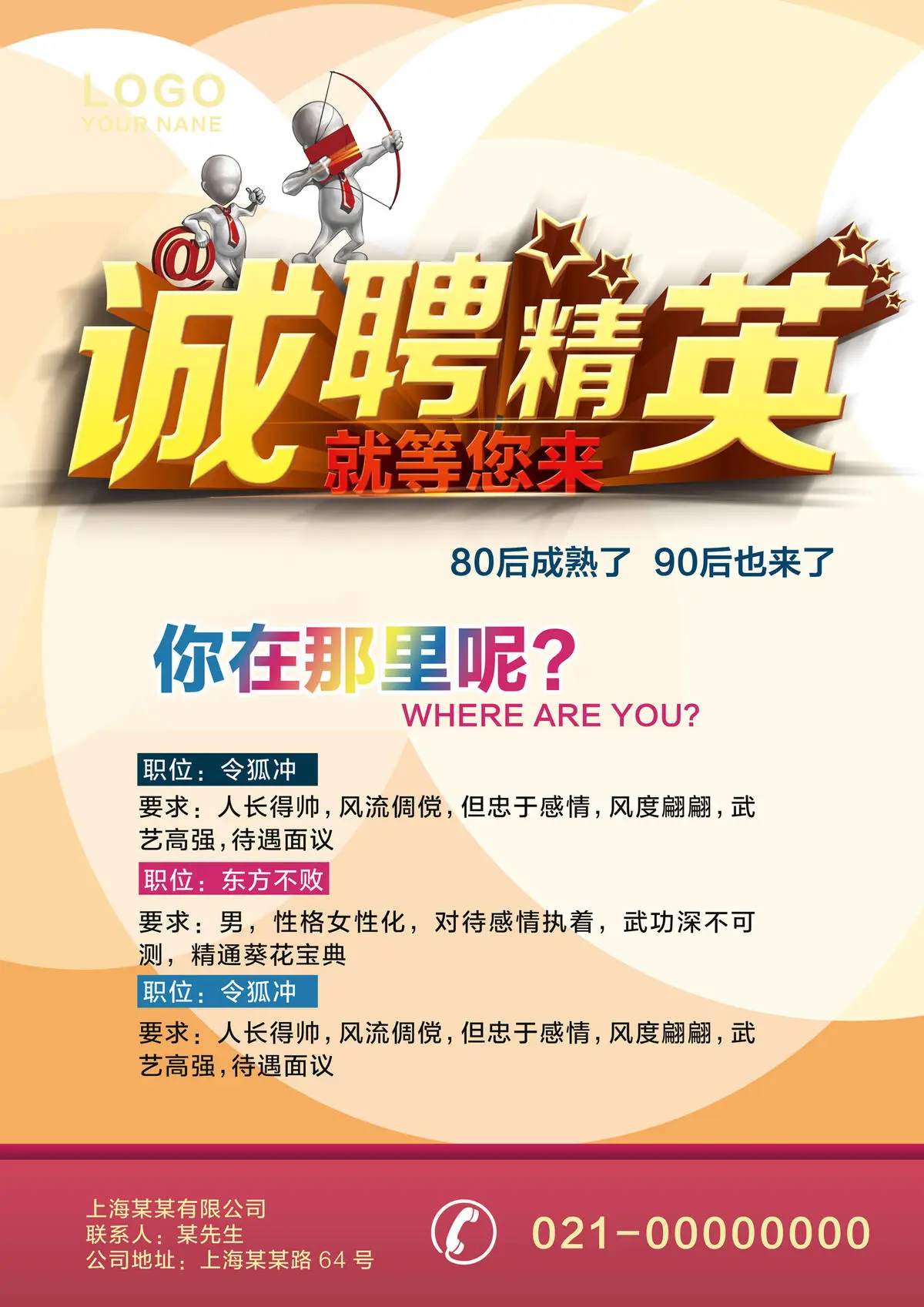 诚聘招聘人才海报