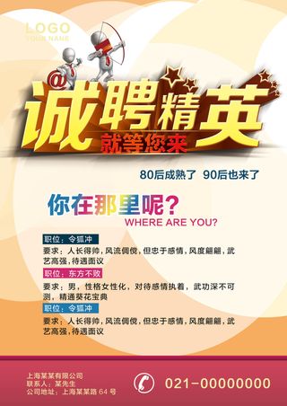 诚聘招聘人才海报