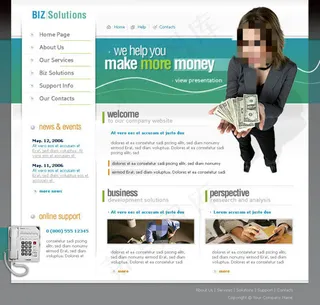 青色商务企业网站psd模板