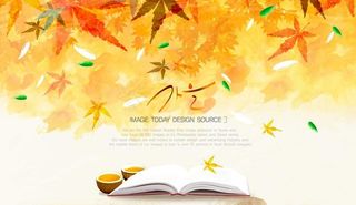 秋叶背景与书本画PSD素材
