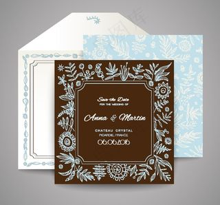 蓝色植物花纹模板下载