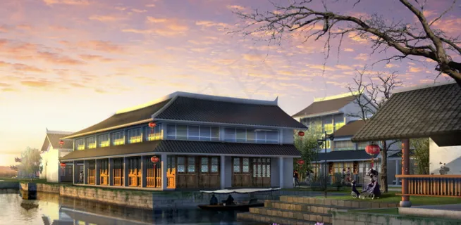 临水建筑效果图 临水建筑效果图