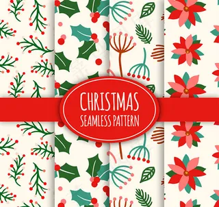 圣诞植物无缝背景矢量素材