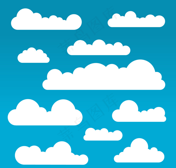 卡通白云蓝天可爱分层插画
