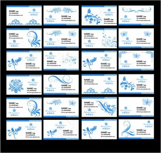 简约花纹名片卡片矢量素材