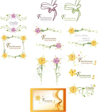 韩国植物花边边框矢量图21