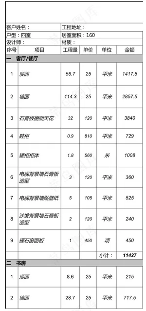 家装预算之装修价格单 家装预算之装修价格单