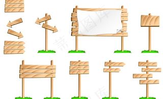 木板公告牌指示牌矢量素材图片