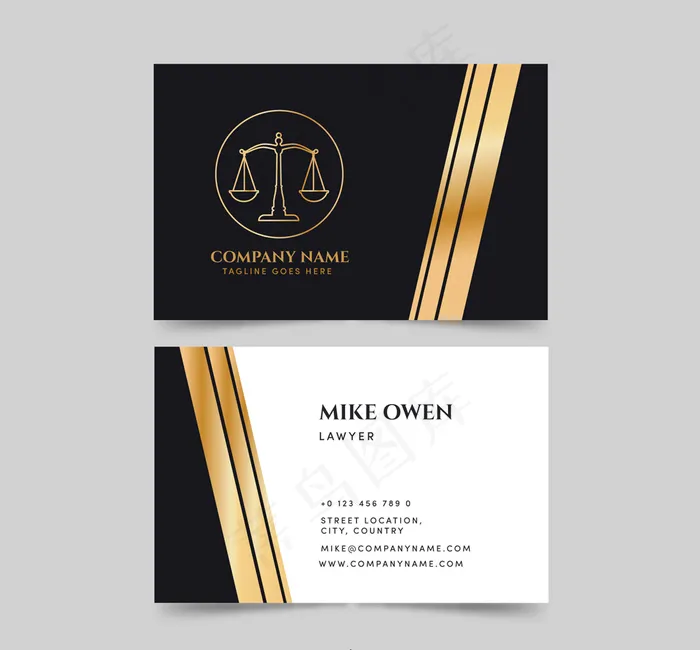 黑色律师名片正反面矢量图ai矢量模版下载