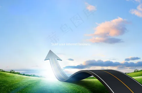 蓝天白云与箭头图片