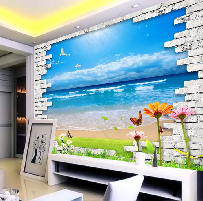 碧水蓝天古现代电视背景墙