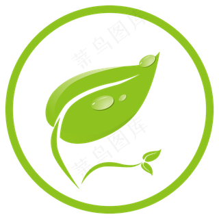 环保植物绿叶水滴图标,免抠元素