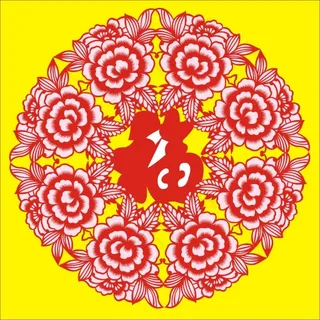 红色剪纸福字喜庆窗花