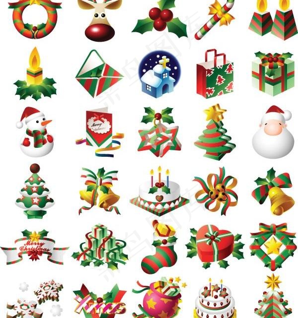 圣诞节经典实用图标集矢量素材