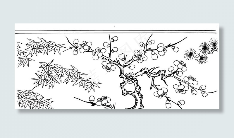 梅花 花朵 矢量线图