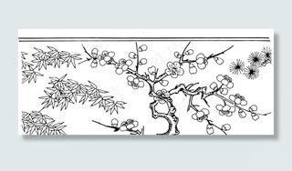 梅花 花朵 矢量线图