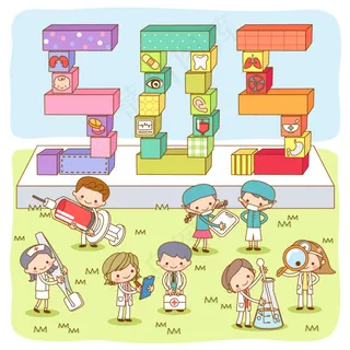 卡通矢量医院素材 医生护士