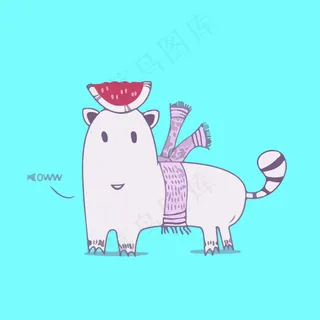 矢量 卡通 动物 羊 水果 免费素...