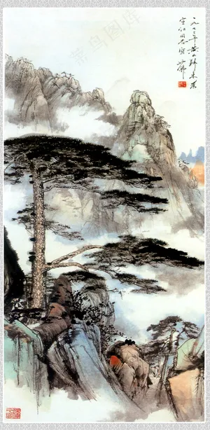 国画迎客松 国画迎客松