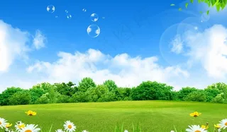 春天花草树木景色PSD素材