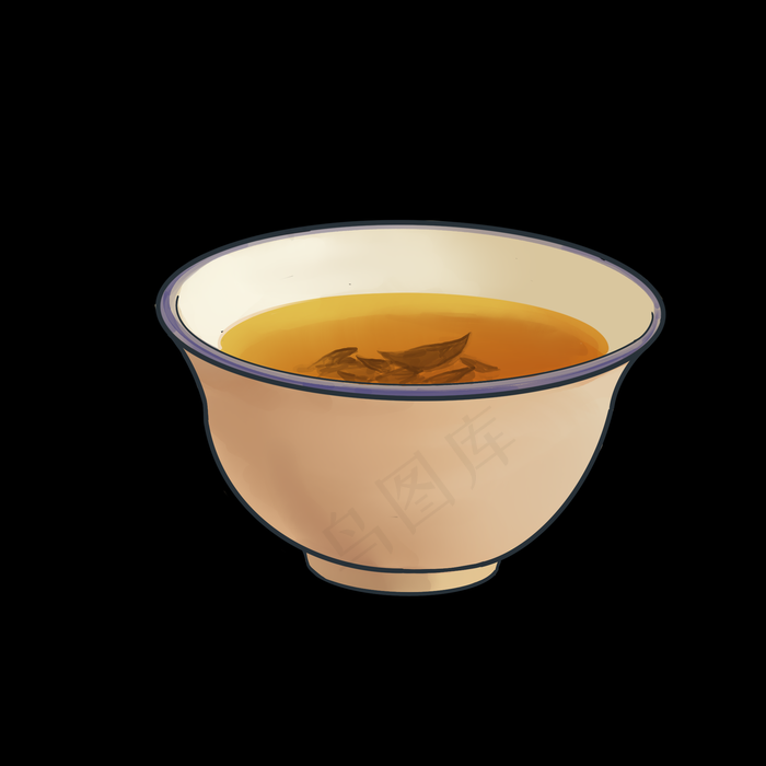 茶具喝茶卡通插画