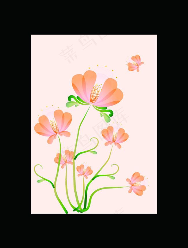 手绘花装饰海报矢量素材