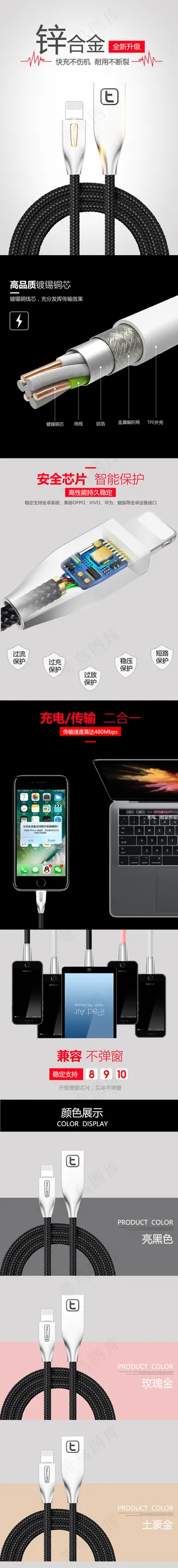 淘宝天猫数据线详情页细节描述