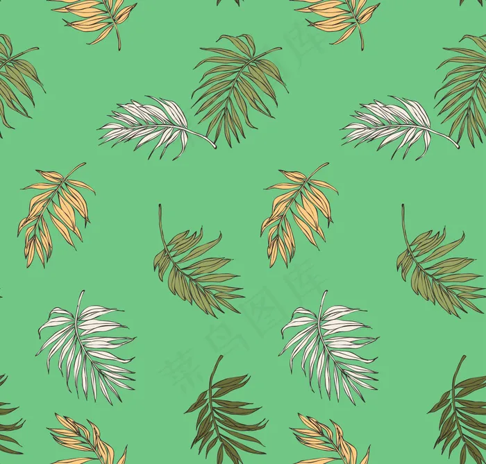 清新手绘树叶背景素材eps,ai矢量模版下载