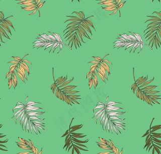 清新手绘树叶背景素材