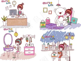 女孩的生命，矢量EPS女孩的情史4