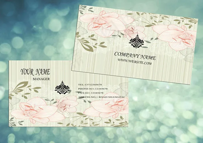 手绘花纹名片设计psd模版下载