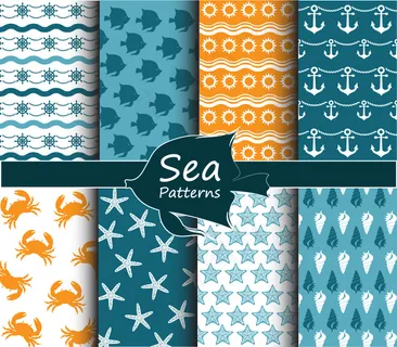 8款海洋元素无缝背景矢量素材