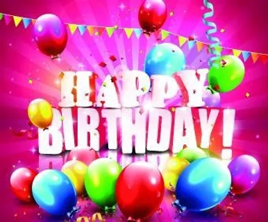 闪亮快乐的生日气球丝带背景